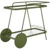 SAFAVIEH Home Collection – Zunia White & Glass 2-Tier Bar Cart, Modern Metal Serving Cart, Sleek Contemporary Design (BCT2504E)(Green/Clear)