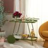 SAFAVIEH Home Collection – Zunia White & Glass 2-Tier Bar Cart, Modern Metal Serving Cart, Sleek Contemporary Design (BCT2504E)(Green/Clear)