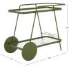 SAFAVIEH Home Collection – Zunia White & Glass 2-Tier Bar Cart, Modern Metal Serving Cart, Sleek Contemporary Design (BCT2504E)(Green/Clear)