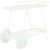 SAFAVIEH Home Collection – Zunia White & Glass 2-Tier Bar Cart, Modern Metal Serving Cart, Sleek Contemporary Design (BCT2504E)(Soft Mint/Glass)