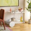 SAFAVIEH Home Collection – Zunia White & Glass 2-Tier Bar Cart, Modern Metal Serving Cart, Sleek Contemporary Design (BCT2504E)(White/Glass)