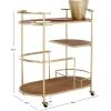 SAFAVIEH Home Collection Alora Brushed Gold/Natural 2-Tier Bar Serving Cart with Bucket for Entertaining, Living Room, Kitchen