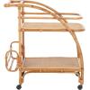 SAFAVIEH Home Collection Treise Tropical Coastal Natural Rattan 2-Tier Bar Cart with Wheels (Fully Assembled)