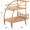 SAFAVIEH Home Collection Treise Tropical Coastal Natural Rattan 2-Tier Bar Cart with Wheels (Fully Assembled)