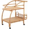 SAFAVIEH Home Collection Treise Tropical Coastal Natural Rattan 2-Tier Bar Cart with Wheels (Fully Assembled)