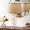 SAFAVIEH Lighting Collection Amby Farmhouse Clear Glass/ Brown Shade 24-inch Bedroom Living Room Home Office Desk Nightstand Table Lamp Set of 2 (LED Bulbs Included)