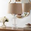 SAFAVIEH Lighting Collection Amby Farmhouse Clear Glass/ Brown Shade 24-inch Bedroom Living Room Home Office Desk Nightstand Table Lamp Set of 2 (LED Bulbs Included)