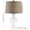 SAFAVIEH Lighting Collection Amby Farmhouse Clear Glass/ Brown Shade 24-inch Bedroom Living Room Home Office Desk Nightstand Table Lamp Set of 2 (LED Bulbs Included)