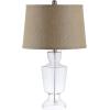 SAFAVIEH Lighting Collection Amby Farmhouse Clear Glass/ Brown Shade 24-inch Bedroom Living Room Home Office Desk Nightstand Table Lamp Set of 2 (LED Bulbs Included)
