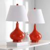 SAFAVIEH Lighting Collection Amy Modern Contemporary Fern Green Gourd Glass 24-inch Bedroom Living Room Home Office Desk Nightstand Table Lamp Set of 2 (LED Bulbs Included)(Orange)