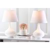 SAFAVIEH Lighting Collection Amy Modern Contemporary Fern Green Gourd Glass 24-inch Bedroom Living Room Home Office Desk Nightstand Table Lamp Set of 2 (LED Bulbs Included)(White – Set of 2)