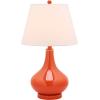 SAFAVIEH Lighting Collection Amy Modern Contemporary Fern Green Gourd Glass 24-inch Bedroom Living Room Home Office Desk Nightstand Table Lamp Set of 2 (LED Bulbs Included)(Orange)