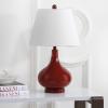 SAFAVIEH Lighting Collection Amy Modern Contemporary Fern Green Gourd Glass 24-inch Bedroom Living Room Home Office Desk Nightstand Table Lamp Set of 2 (LED Bulbs Included)(Red – Set of 2)