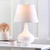 SAFAVIEH Lighting Collection Amy Modern Contemporary Fern Green Gourd Glass 24-inch Bedroom Living Room Home Office Desk Nightstand Table Lamp Set of 2 (LED Bulbs Included)(White – Set of 2)