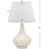 SAFAVIEH Lighting Collection Amy Modern Contemporary Fern Green Gourd Glass 24-inch Bedroom Living Room Home Office Desk Nightstand Table Lamp Set of 2 (LED Bulbs Included)(White – Set of 2)