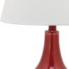 SAFAVIEH Lighting Collection Amy Modern Contemporary Fern Green Gourd Glass 24-inch Bedroom Living Room Home Office Desk Nightstand Table Lamp Set of 2 (LED Bulbs Included)(Red – Set of 2)