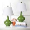 SAFAVIEH Lighting Collection Amy Modern Contemporary Fern Green Gourd Glass 24-inch Bedroom Living Room Home Office Desk Nightstand Table Lamp Set of 2 (LED Bulbs Included)(Green – Set of 2)