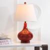 SAFAVIEH Lighting Collection Amy Modern Contemporary Fern Green Gourd Glass 24-inch Bedroom Living Room Home Office Desk Nightstand Table Lamp Set of 2 (LED Bulbs Included)(Red – Set of 2)