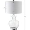SAFAVIEH Lighting Collection Bilsor Clear/ Chrome 25-inch Bedroom Living Room Home Office Desk Nightstand Table Lamp Set of 2 (LED Bulbs Included)