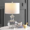 SAFAVIEH Lighting Collection Bilsor Clear/ Chrome 25-inch Bedroom Living Room Home Office Desk Nightstand Table Lamp Set of 2 (LED Bulbs Included)
