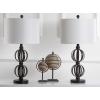 SAFAVIEH Lighting Collection Calista Rustic Farmhouse Double Sphere Oil-Rubbed Bronze 28-inch Bedroom Living Room Home Office Desk Nightstand Table Lamp Set of 2 (LED Bulbs Included)