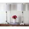 SAFAVIEH Lighting Collection Colleen Modern White Marble 31-inch Bedroom Living Room Home Office Desk Nightstand Table Lamp Set of 2 (LED Bulbs Included)(Marble – Set of 2)