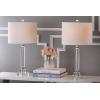 SAFAVIEH Lighting Collection Deco Modern Crystal Column 25-inch Bedroom Living Room Home Office Desk Nightstand Table Lamp Set of 2 (LED Bulbs Included)