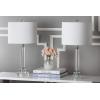 SAFAVIEH Lighting Collection Deco Modern Crystal Column 25-inch Bedroom Living Room Home Office Desk Nightstand Table Lamp Set of 2 (LED Bulbs Included)