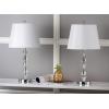 SAFAVIEH Lighting Collection Deco Prisms Modern Glam Crystal 21-inch Bedroom Living Room Home Office Desk Nightstand Table Lamp Set of 2 (LED Bulbs Included)