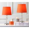 SAFAVIEH Lighting Collection Derry Modern Glam Crystal Stacked Orb/ Off-White Shade 15-inch Bedroom Living Room Home Office Desk Nightstand Table Lamp Set of 2 (LED Bulbs Included)(Clear/Orange)