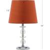 SAFAVIEH Lighting Collection Derry Modern Glam Crystal Stacked Orb/ Off-White Shade 15-inch Bedroom Living Room Home Office Desk Nightstand Table Lamp Set of 2 (LED Bulbs Included)(Clear/Orange – Set of 2)