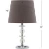 SAFAVIEH Lighting Collection Derry Modern Glam Crystal Stacked Orb/ Off-White Shade 15-inch Bedroom Living Room Home Office Desk Nightstand Table Lamp Set of 2 (LED Bulbs Included)(Clear/Grey – Set of 2)