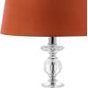 SAFAVIEH Lighting Collection Derry Modern Glam Crystal Stacked Orb/ Off-White Shade 15-inch Bedroom Living Room Home Office Desk Nightstand Table Lamp Set of 2 (LED Bulbs Included)(Clear/Orange)