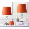 SAFAVIEH Lighting Collection Derry Modern Glam Crystal Stacked Orb/ Off-White Shade 15-inch Bedroom Living Room Home Office Desk Nightstand Table Lamp Set of 2 (LED Bulbs Included)(Clear/Orange)