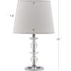 SAFAVIEH Lighting Collection Derry Modern Glam Crystal Stacked Orb/ Off-White Shade 15-inch Bedroom Living Room Home Office Desk Nightstand Table Lamp Set of 2 (LED Bulbs Included)(Clear/White – Set of 2)