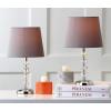SAFAVIEH Lighting Collection Derry Modern Glam Crystal Stacked Orb/ Off-White Shade 15-inch Bedroom Living Room Home Office Desk Nightstand Table Lamp Set of 2 (LED Bulbs Included)(Clear/Grey – Set of 2)