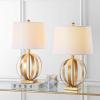 SAFAVIEH Lighting Collection Euginia Modern Farmhouse Rustic Sphere Gold 25-inch Bedroom Living Room Home Office Desk Nightstand Table Lamp Set of 2 (LED Bulbs Included)