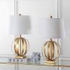 SAFAVIEH Lighting Collection Euginia Modern Farmhouse Rustic Sphere Gold 25-inch Bedroom Living Room Home Office Desk Nightstand Table Lamp Set of 2 (LED Bulbs Included)