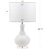 SAFAVIEH Lighting Collection Franny Modern Contemporary White Glass 28-inch Bedroom Living Room Home Office Desk Nightstand Table Lamp Set of 2 (LED Bulbs Included)