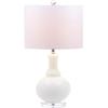 SAFAVIEH Lighting Collection Franny Modern Contemporary White Glass 28-inch Bedroom Living Room Home Office Desk Nightstand Table Lamp Set of 2 (LED Bulbs Included)