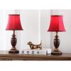 SAFAVIEH Lighting Collection Hermione Cherry Urn/ Red Shade 16-inch Bedroom Living Room Home Office Desk Nightstand Table Lamp Set of 2 (LED Bulbs Included)