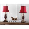 SAFAVIEH Lighting Collection Hermione Cherry Urn/ Red Shade 16-inch Bedroom Living Room Home Office Desk Nightstand Table Lamp Set of 2 (LED Bulbs Included)