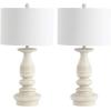 SAFAVIEH Lighting Collection Jareth White Wash 29-inch Bedroom Living Room Home Office Desk Nightstand Table Lamp Set of 2 (LED Bulbs Included)
