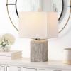 SAFAVIEH Lighting Collection Jaxon Modern Farmhouse Grey Ceramic 21-inch Bedroom Living Room Home Office Desk Nightstand Table Lamp Set of 2 (LED Bulbs Included)