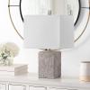 SAFAVIEH Lighting Collection Jaxon Modern Farmhouse Grey Ceramic 21-inch Bedroom Living Room Home Office Desk Nightstand Table Lamp Set of 2 (LED Bulbs Included)