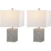 SAFAVIEH Lighting Collection Jaxon Modern Farmhouse Grey Ceramic 21-inch Bedroom Living Room Home Office Desk Nightstand Table Lamp Set of 2 (LED Bulbs Included)