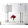 SAFAVIEH Lighting Collection Jeanie Modern Glass Cylinder 25-inch Bedroom Living Room Home Office Desk Nightstand Table Lamp Set of 2 (LED Bulbs Included)
