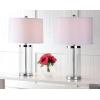 SAFAVIEH Lighting Collection Jeanie Modern Glass Cylinder 25-inch Bedroom Living Room Home Office Desk Nightstand Table Lamp Set of 2 (LED Bulbs Included)