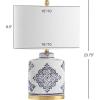 SAFAVIEH Lighting Collection Kamdyn Blue/ White 24-inch Bedroom Living Room Home Office Desk Nightstand Table Lamp Set of 2 (LED Bulbs Included)