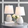 SAFAVIEH Lighting Collection Kole White 21-inch Bedroom Living Room Home Office Desk Nightstand Table Lamp Set of 2 (LED Bulbs Included)
